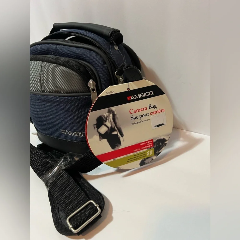 AMBICO Camera/Accessor Bag BC03GA NWT Blue Gray Strap And Belt Loop